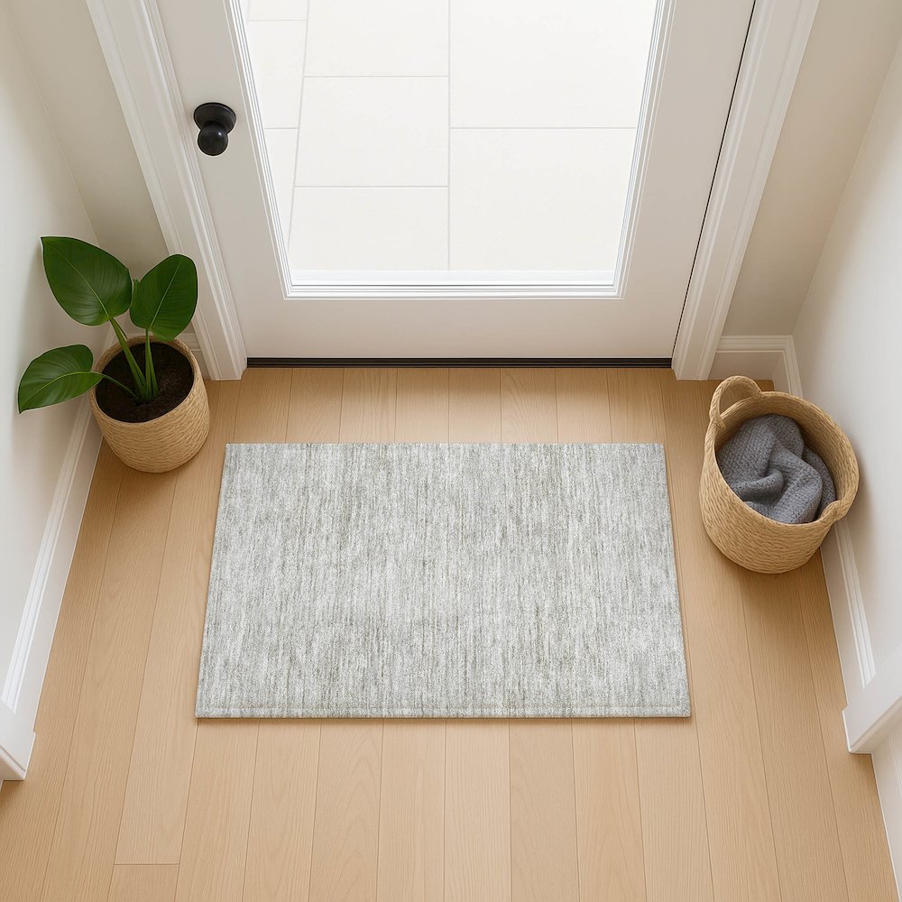 Luxury Washable Indoor/Outdoor Soft Essentials SE1 Ivory 1'8" x 2'6" Rug. Picture 5