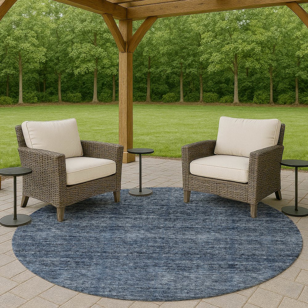 Luxury Washable Indoor/Outdoor Soft Essentials SE1 Blue 8' x 8' Rug. Picture 6