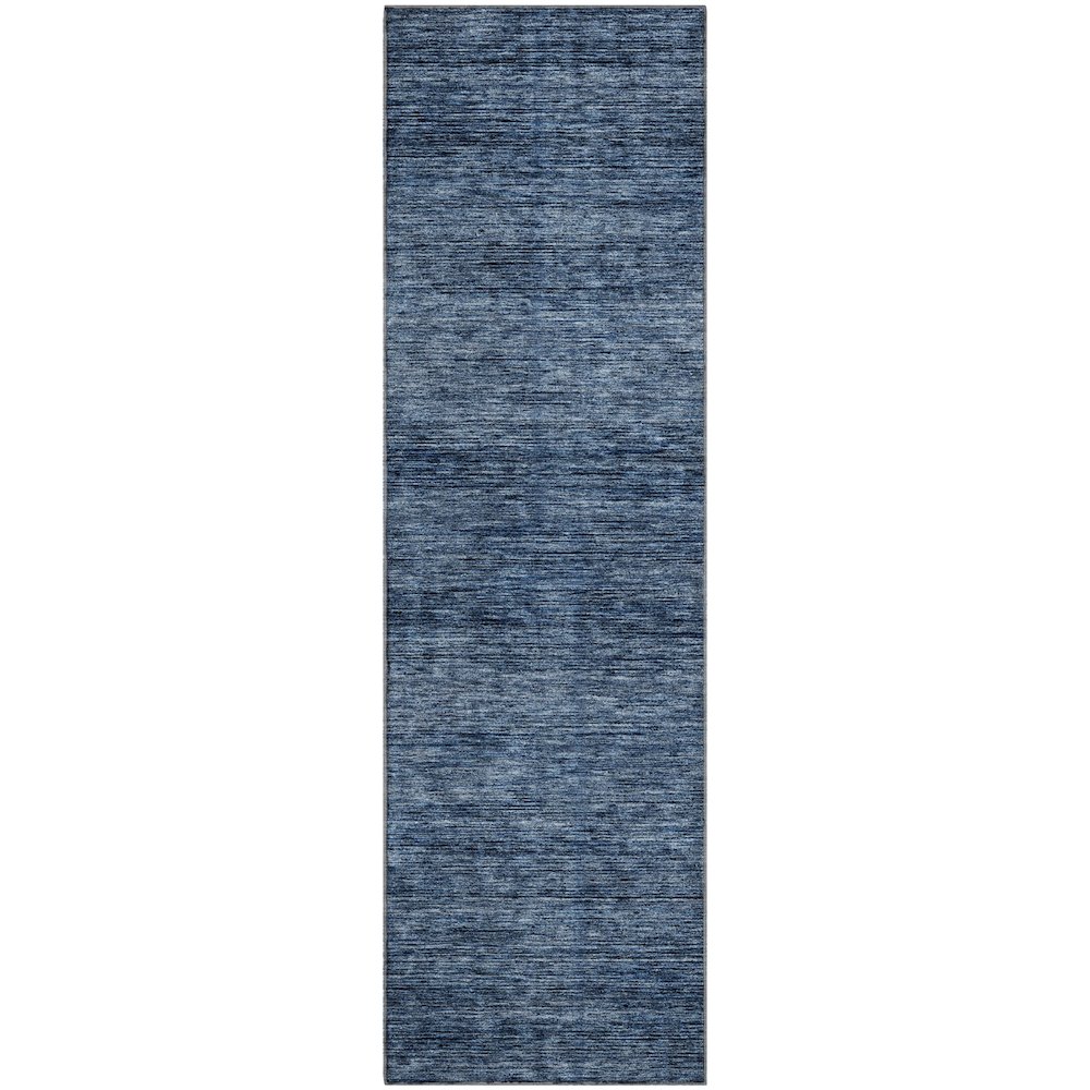 Luxury Washable Indoor/Outdoor Soft Essentials SE1 Blue 2'3" x 7'6" Runner Rug. Picture 1