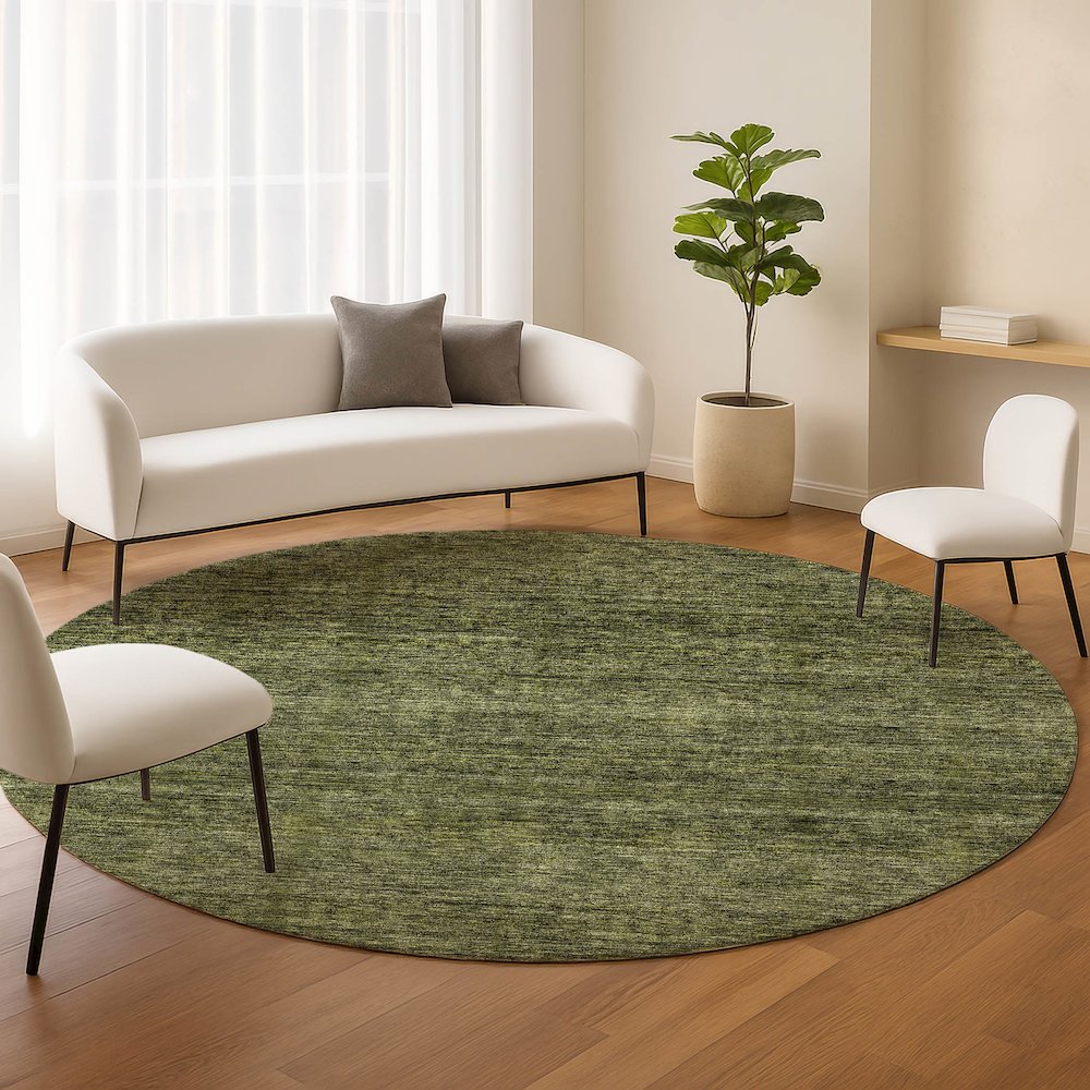 Luxury Washable Indoor/Outdoor Soft Essentials SE1 Green 8' x 8' Rug. Picture 5