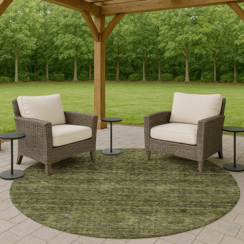 Luxury Washable Indoor/Outdoor Soft Essentials SE1 Green 8' x 8' Rug. Picture 6