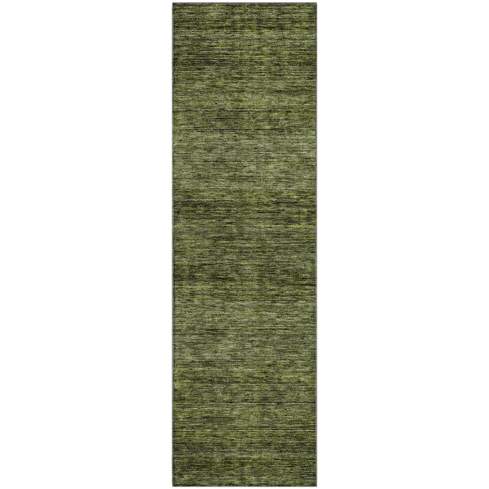 Luxury Washable Indoor/Outdoor Soft Essentials SE1 Green 2'3" x 7'6" Runner Rug. Picture 1