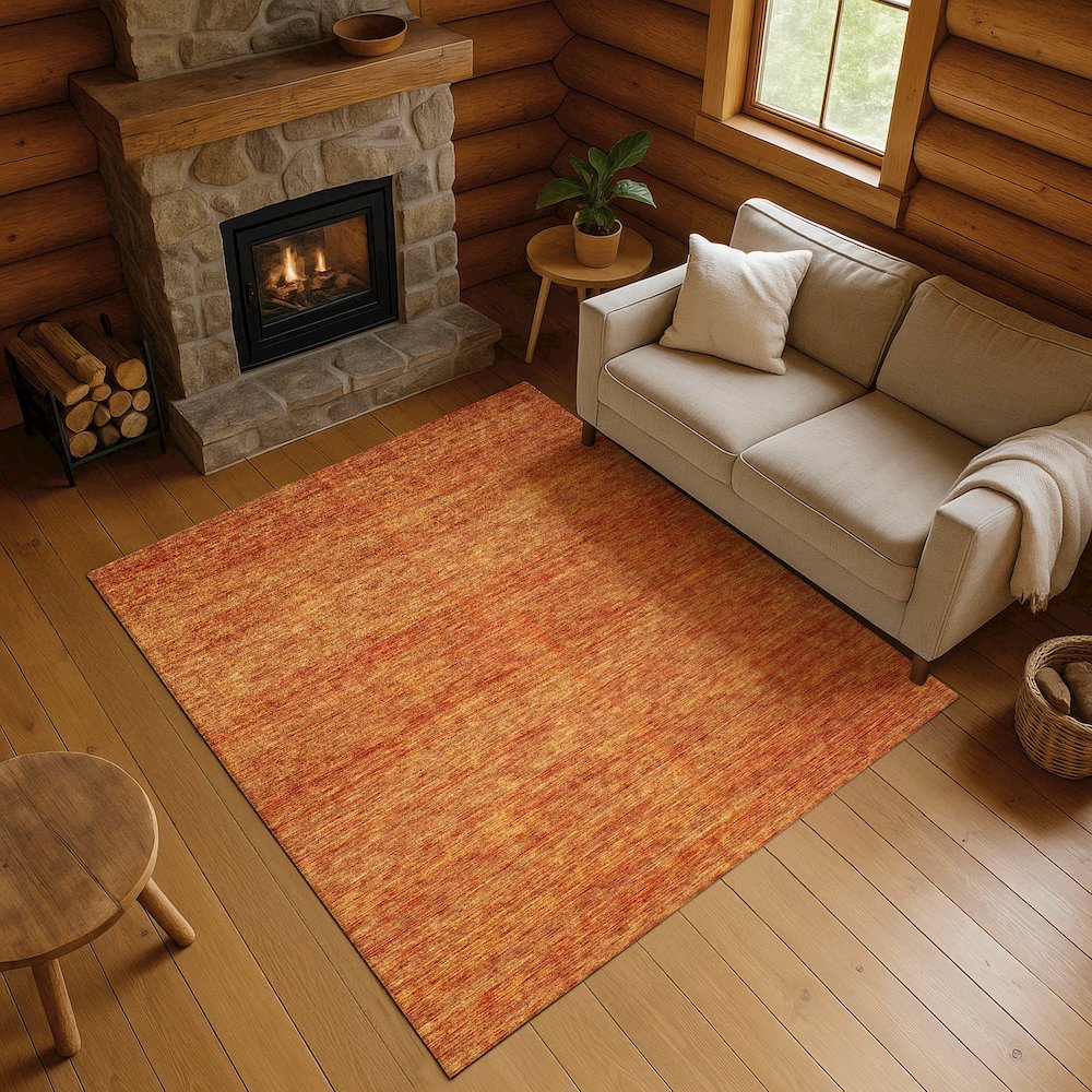 Luxury Washable Indoor/Outdoor Soft Essentials SE1 Orange 2'6" x 3'10" Rug. Picture 5