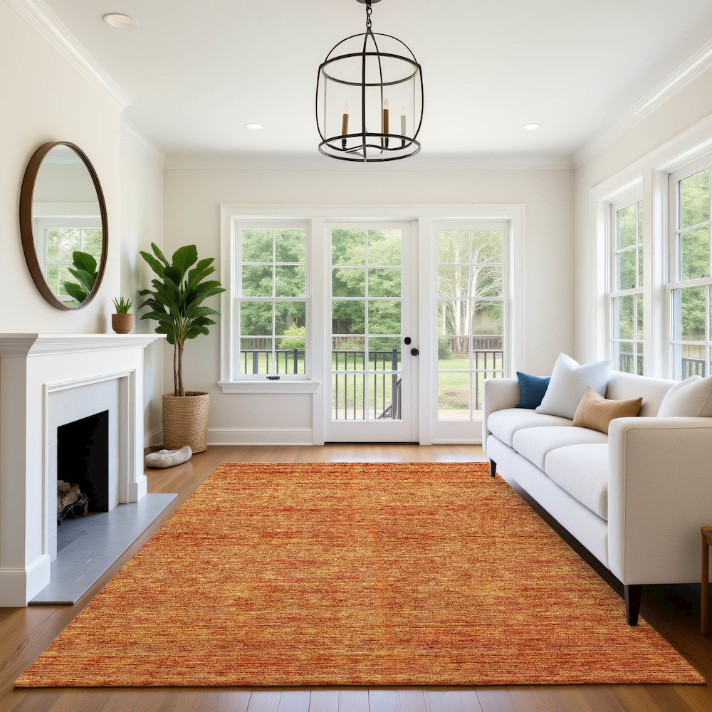 Luxury Washable Indoor/Outdoor Soft Essentials SE1 Orange 2'6" x 3'10" Rug. Picture 6