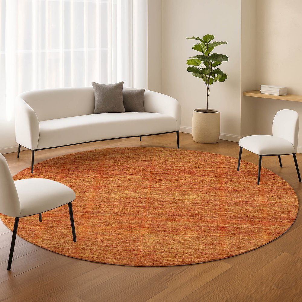 Luxury Washable Indoor/Outdoor Soft Essentials SE1 Orange 8' x 8' Rug. Picture 5