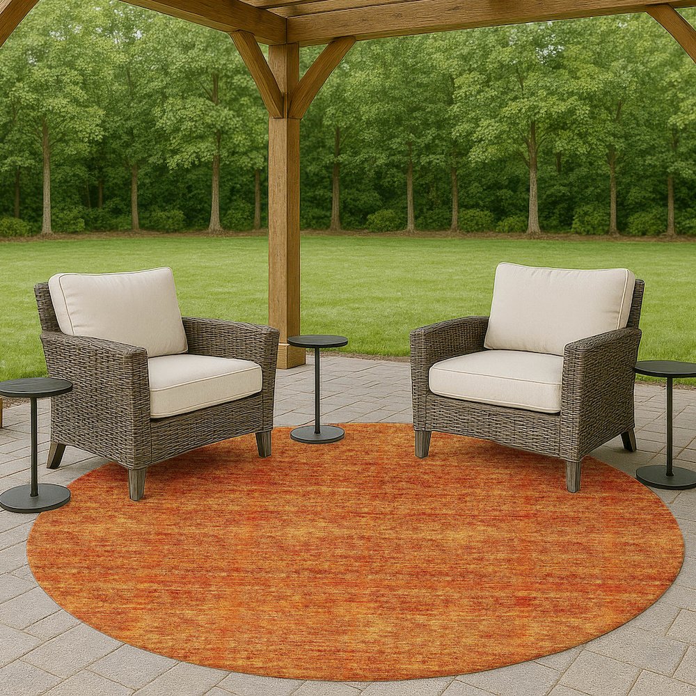 Luxury Washable Indoor/Outdoor Soft Essentials SE1 Orange 8' x 8' Rug. Picture 6