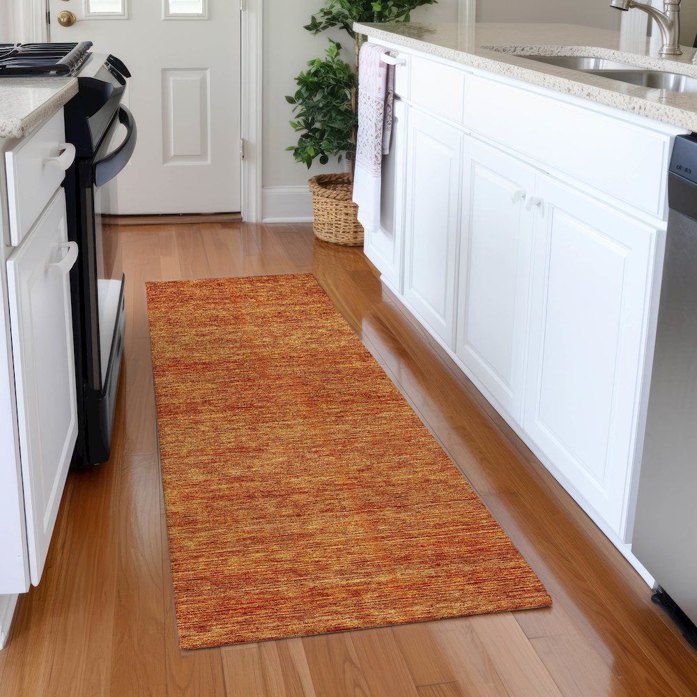 Luxury Washable Indoor/Outdoor Soft Essentials SE1 Orange 2'3" x 7'6" Runner Rug. Picture 5