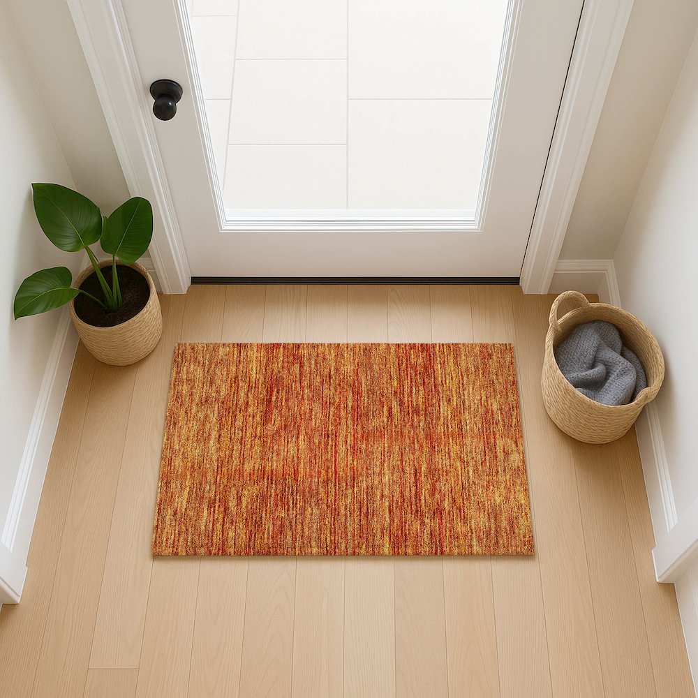 Luxury Washable Indoor/Outdoor Soft Essentials SE1 Orange 1'8" x 2'6" Rug. Picture 5