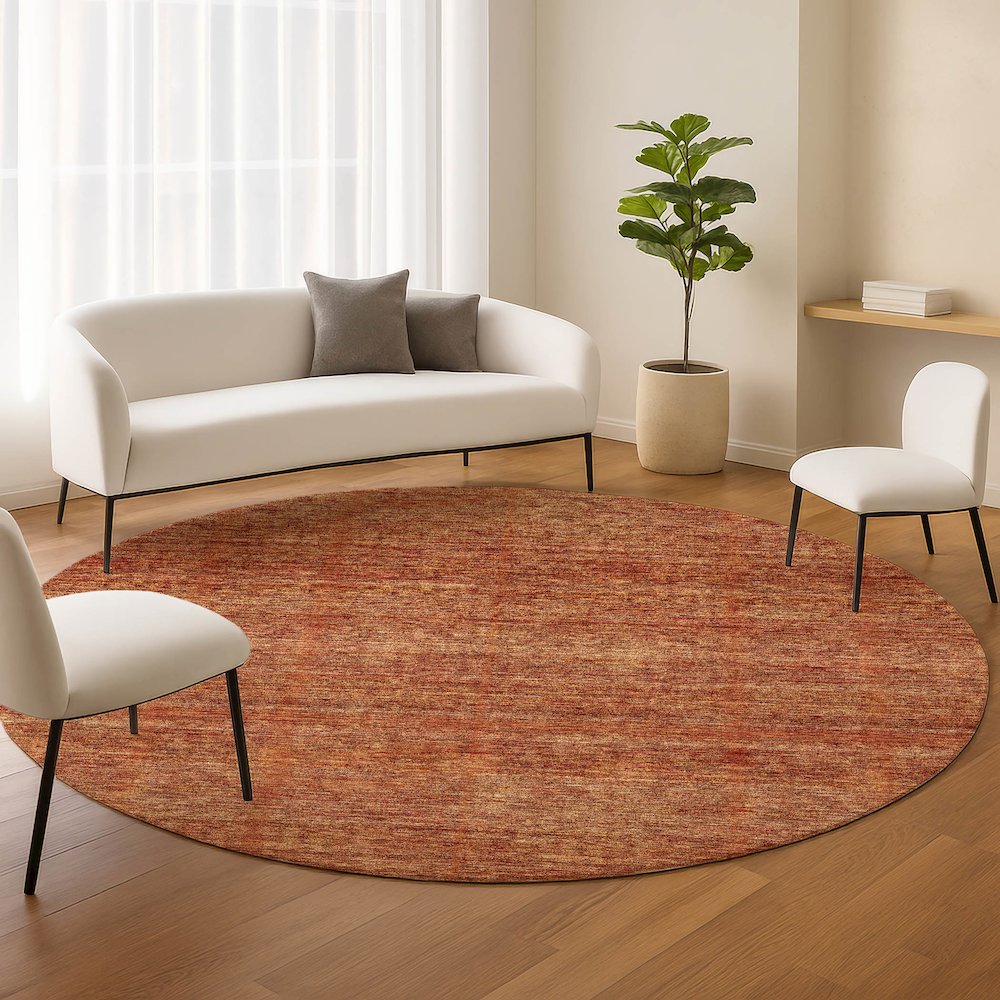 Luxury Washable Indoor/Outdoor Soft Essentials SE1 Orange 8' x 8' Rug. Picture 5