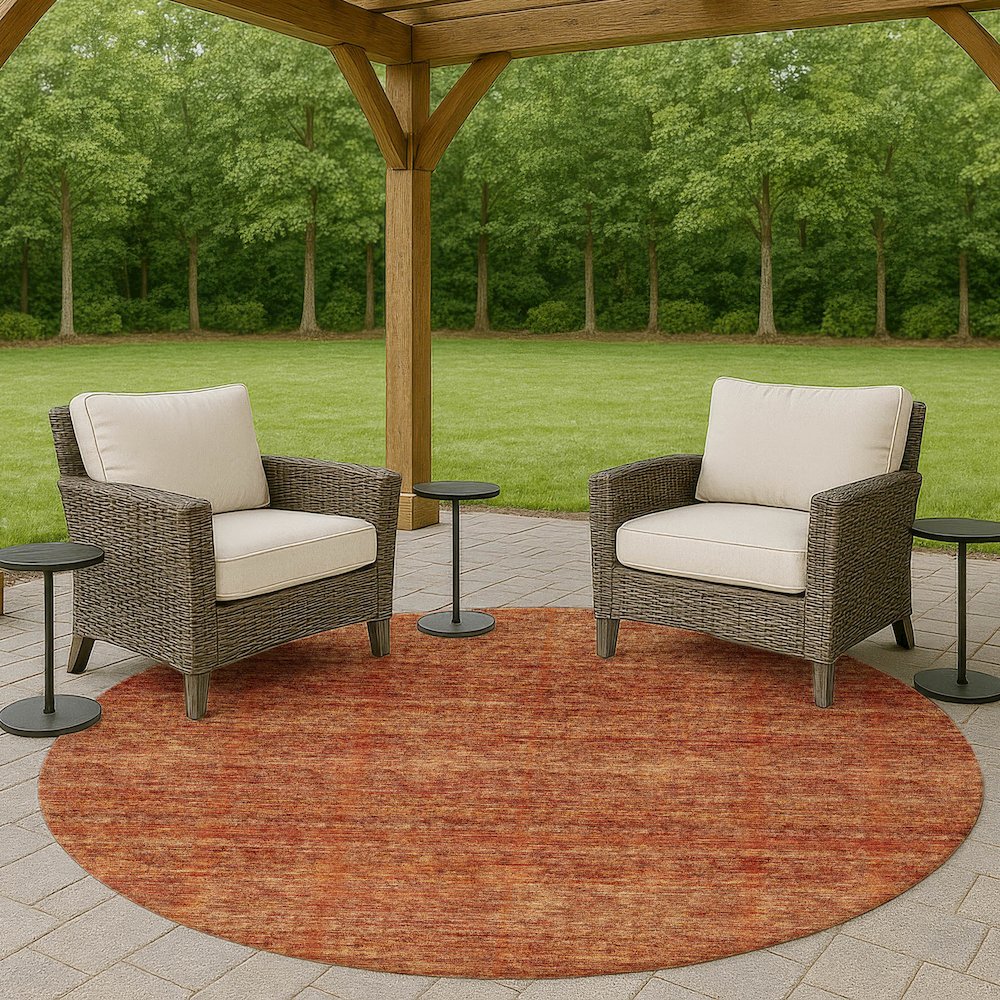 Luxury Washable Indoor/Outdoor Soft Essentials SE1 Orange 8' x 8' Rug. Picture 6