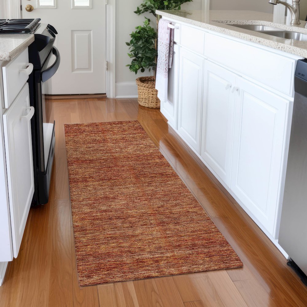 Luxury Washable Indoor/Outdoor Soft Essentials SE1 Orange 2'3" x 7'6" Runner Rug. Picture 5