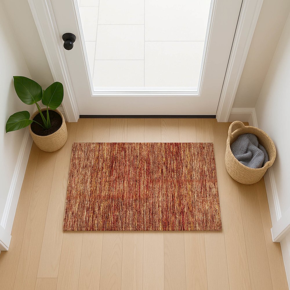 Luxury Washable Indoor/Outdoor Soft Essentials SE1 Orange 1'8" x 2'6" Rug. Picture 5
