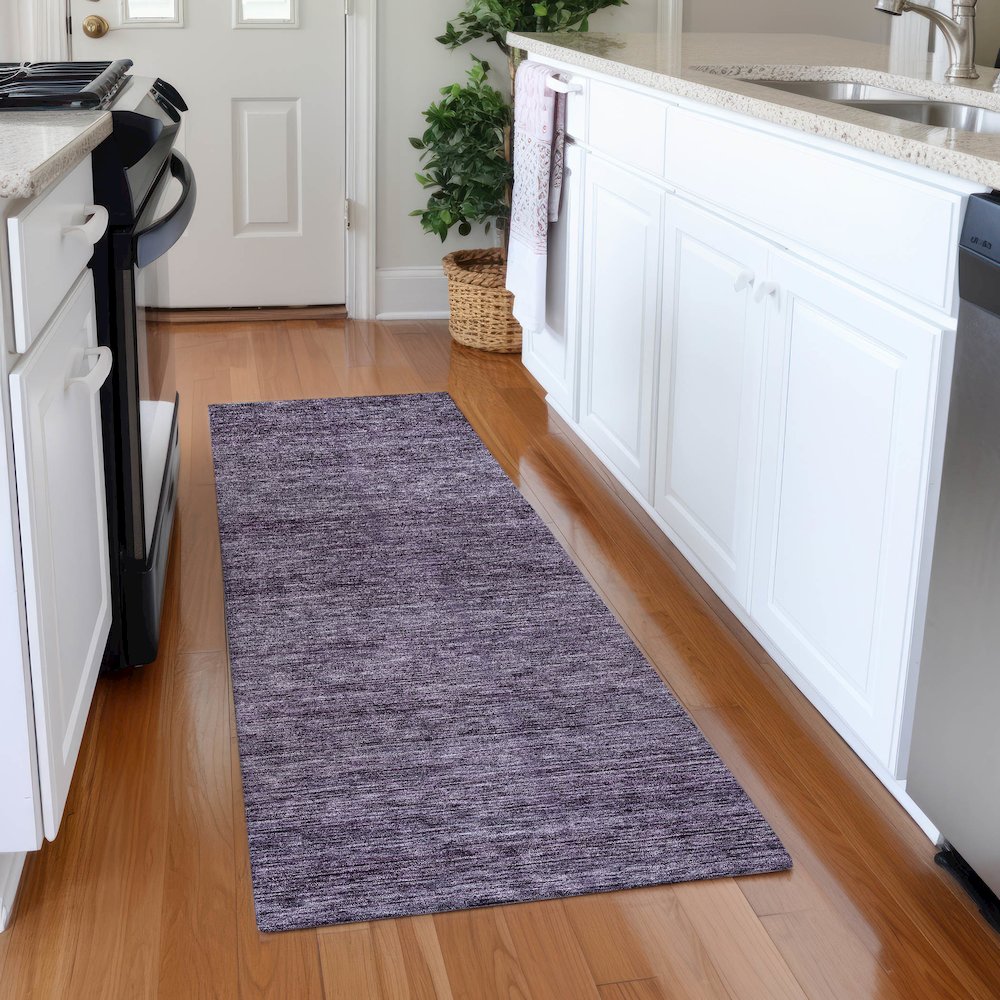 Luxury Washable Indoor/Outdoor Soft Essentials SE1 Purple 2'3" x 7'6" Runner Rug. Picture 5