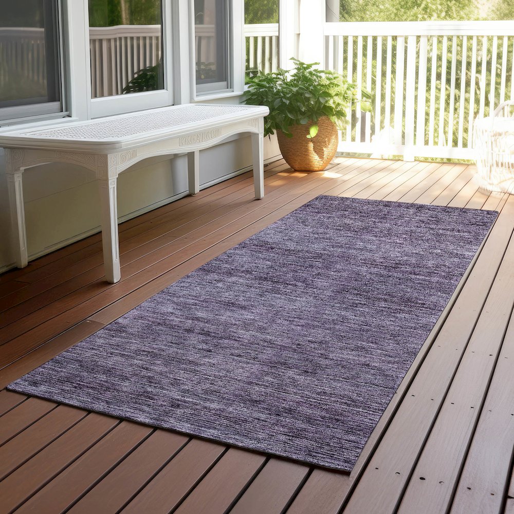 Luxury Washable Indoor/Outdoor Soft Essentials SE1 Purple 2'3" x 7'6" Runner Rug. Picture 6