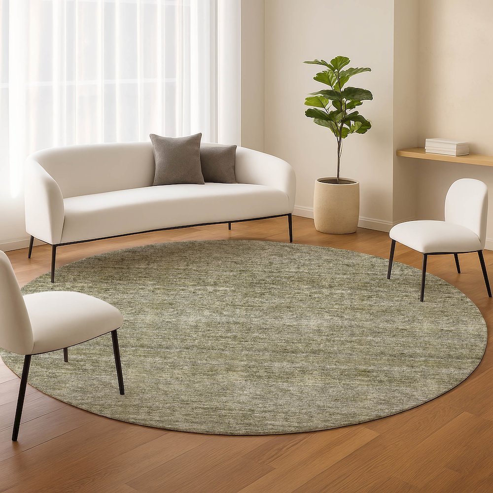 Luxury Washable Indoor/Outdoor Soft Essentials SE1 Green 8' x 8' Rug. Picture 5