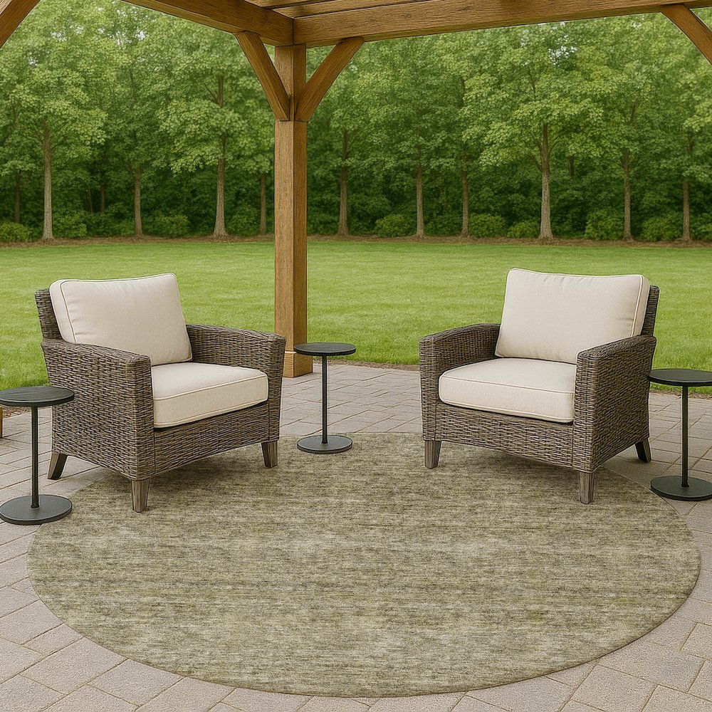 Luxury Washable Indoor/Outdoor Soft Essentials SE1 Green 8' x 8' Rug. Picture 6