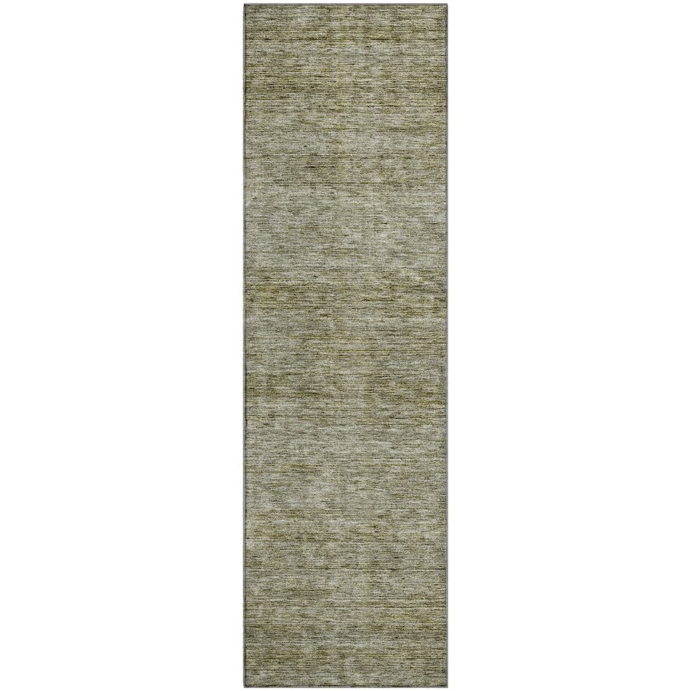 Luxury Washable Indoor/Outdoor Soft Essentials SE1 Green 2'3" x 7'6" Runner Rug. Picture 1