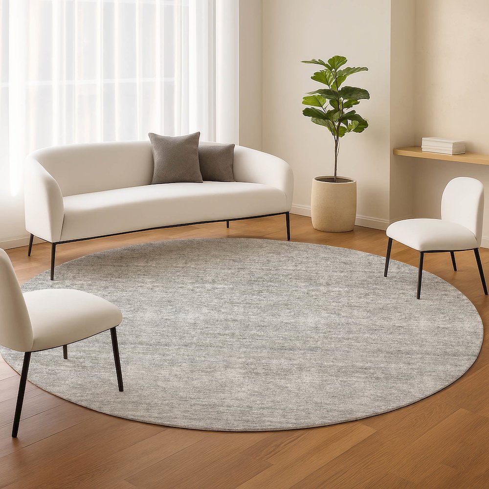 Luxury Washable Indoor/Outdoor Soft Essentials SE1 Gray 8' x 8' Rug. Picture 5