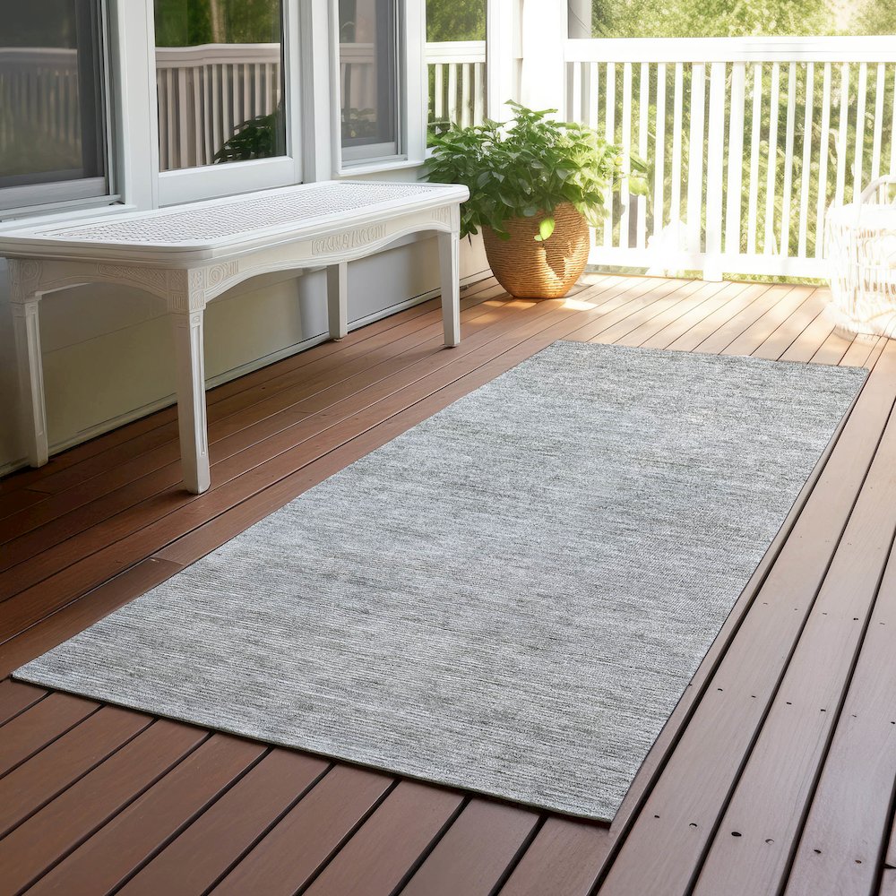 Luxury Washable Indoor/Outdoor Soft Essentials SE1 Gray 2'3" x 7'6" Runner Rug. Picture 6