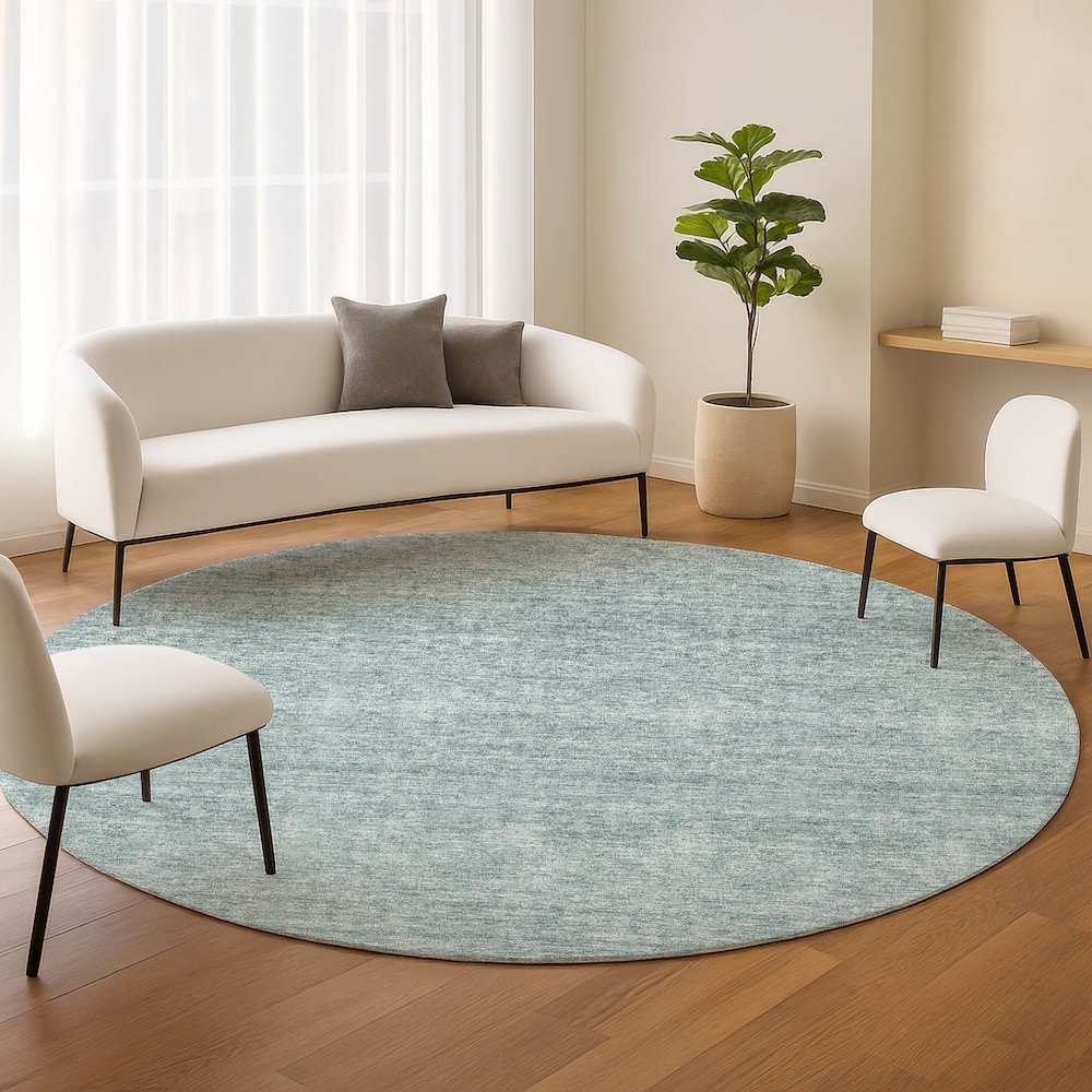 Luxury Washable Indoor/Outdoor Soft Essentials SE1 Blue 8' x 8' Rug. Picture 5