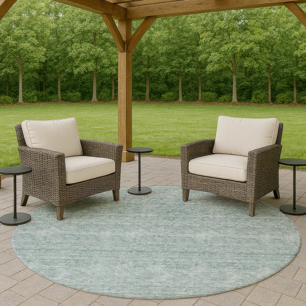 Luxury Washable Indoor/Outdoor Soft Essentials SE1 Blue 8' x 8' Rug. Picture 6