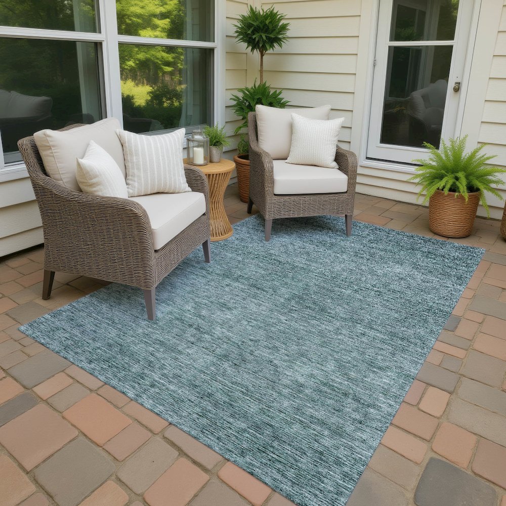 Luxury Washable Indoor/Outdoor Soft Essentials SE1 Teal 1'8" x 2'6" Rug. Picture 6