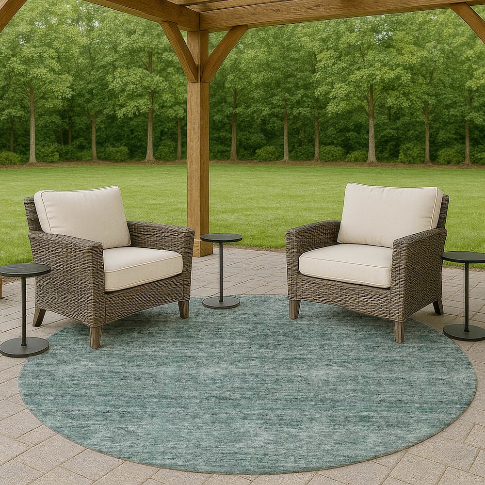 Luxury Washable Indoor/Outdoor Soft Essentials SE1 Teal 8' x 8' Rug. Picture 6