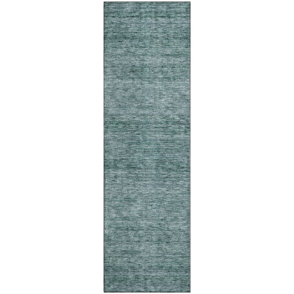 Luxury Washable Indoor/Outdoor Soft Essentials SE1 Teal 2'3" x 7'6" Runner Rug. Picture 1