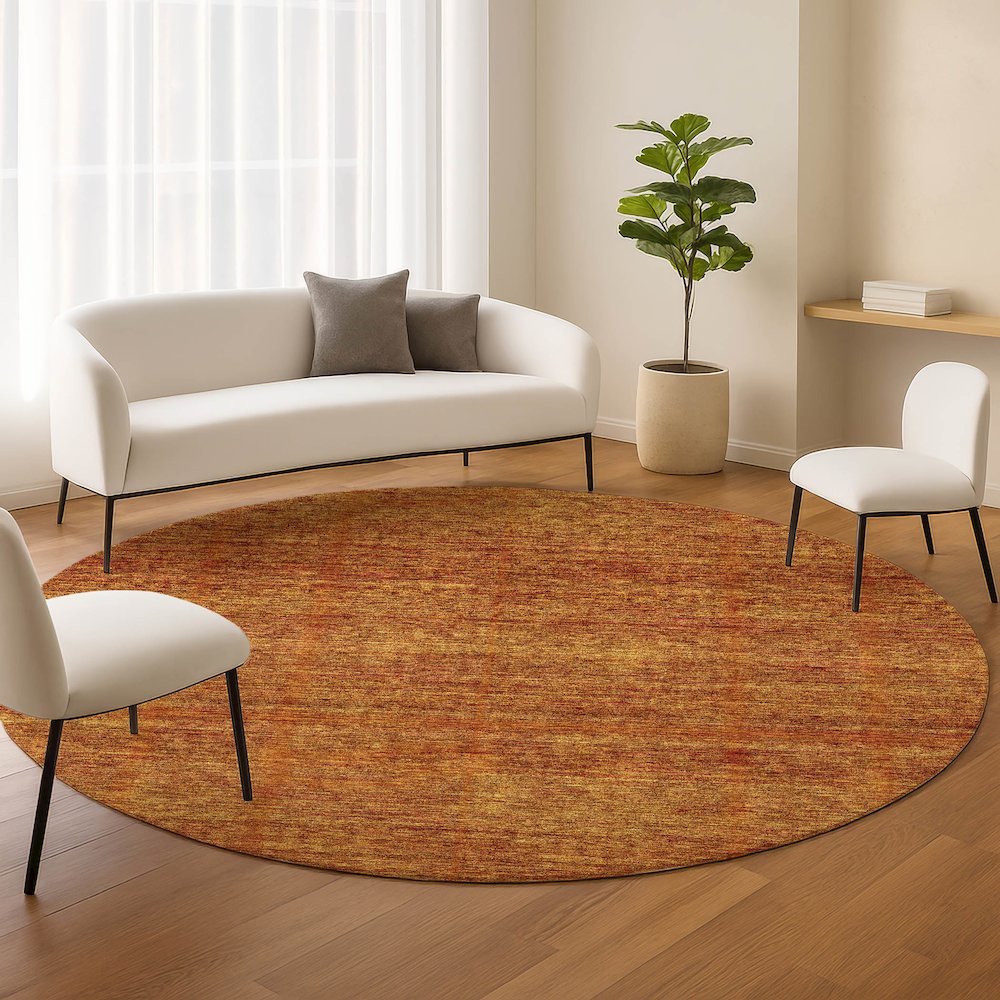 Luxury Washable Indoor/Outdoor Soft Essentials SE1 Orange 8' x 8' Rug. Picture 5