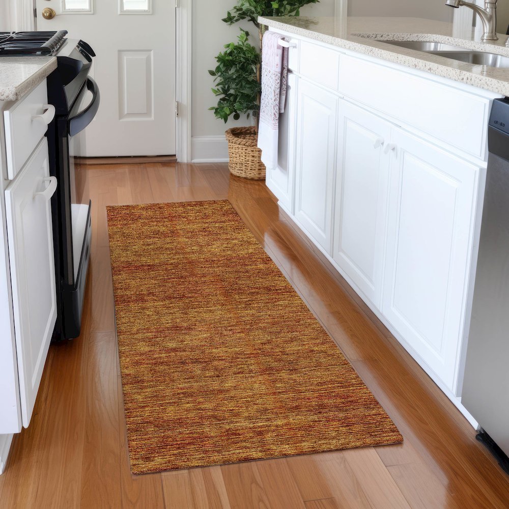 Luxury Washable Indoor/Outdoor Soft Essentials SE1 Orange 2'3" x 7'6" Runner Rug. Picture 5
