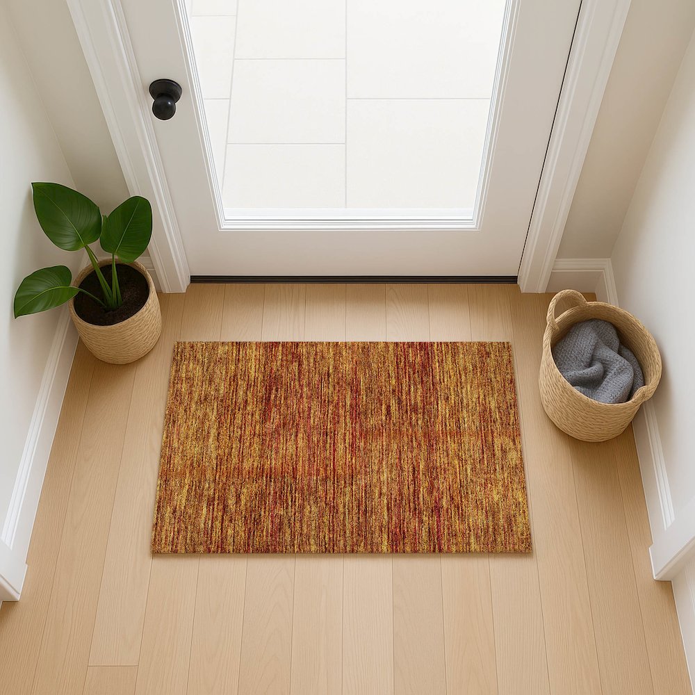 Luxury Washable Indoor/Outdoor Soft Essentials SE1 Orange 1'8" x 2'6" Rug. Picture 5