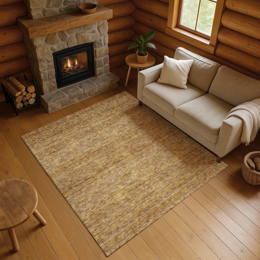 Luxury Washable Indoor/Outdoor Soft Essentials SE1 Gold 2'6" x 3'10" Rug. Picture 5
