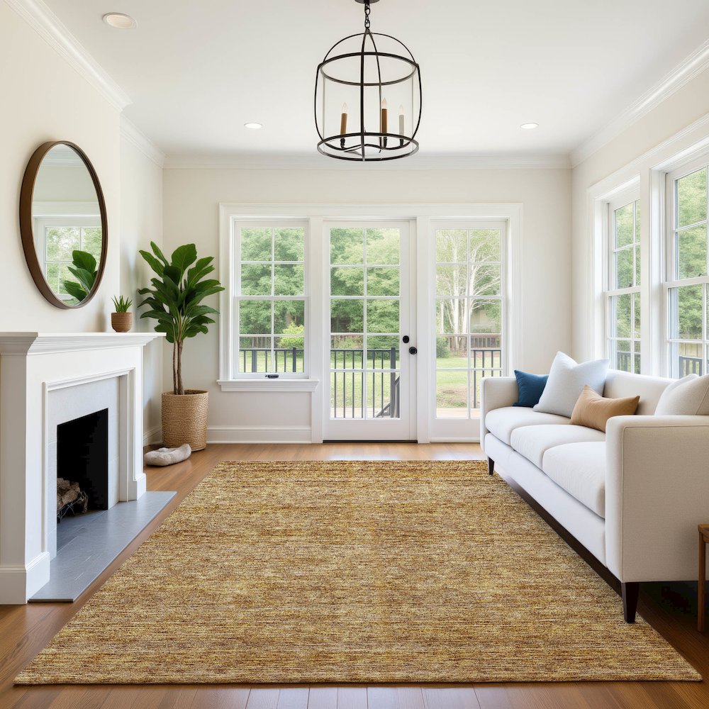 Luxury Washable Indoor/Outdoor Soft Essentials SE1 Gold 2'6" x 3'10" Rug. Picture 6