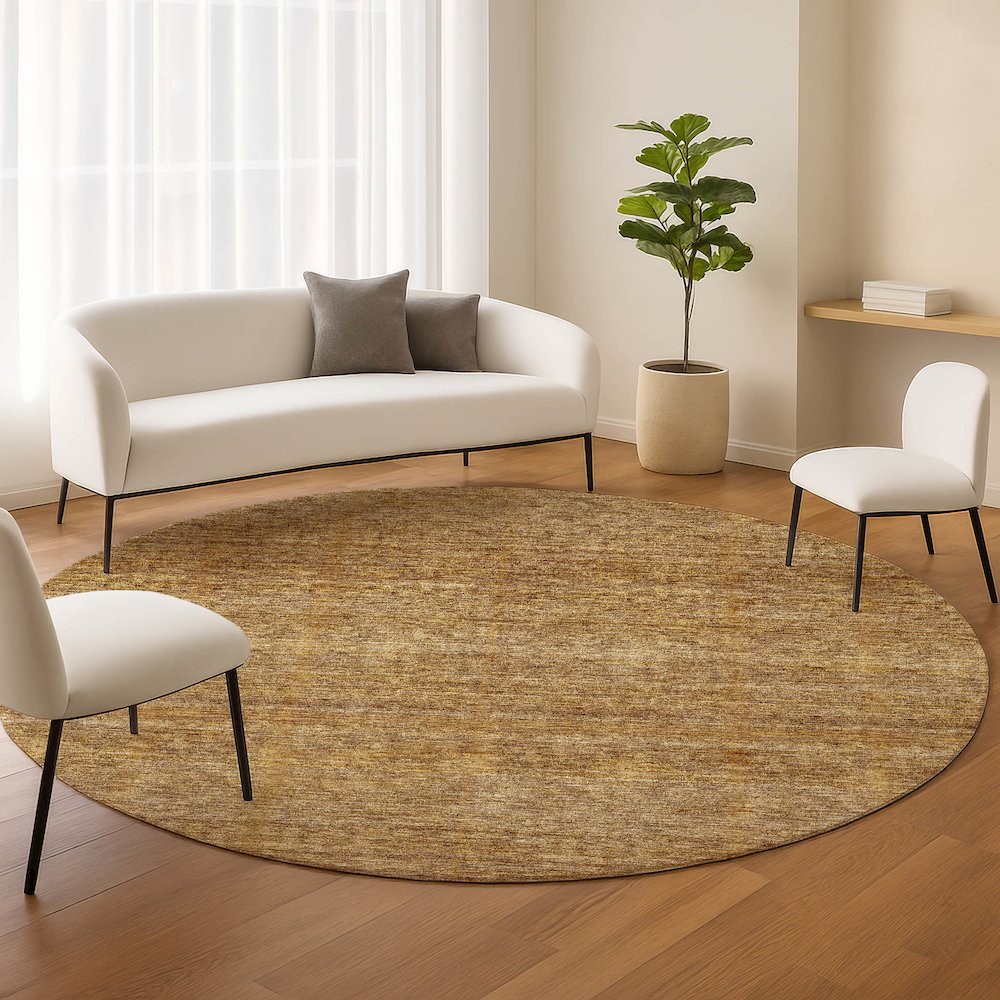 Luxury Washable Indoor/Outdoor Soft Essentials SE1 Gold 8' x 8' Rug. Picture 5