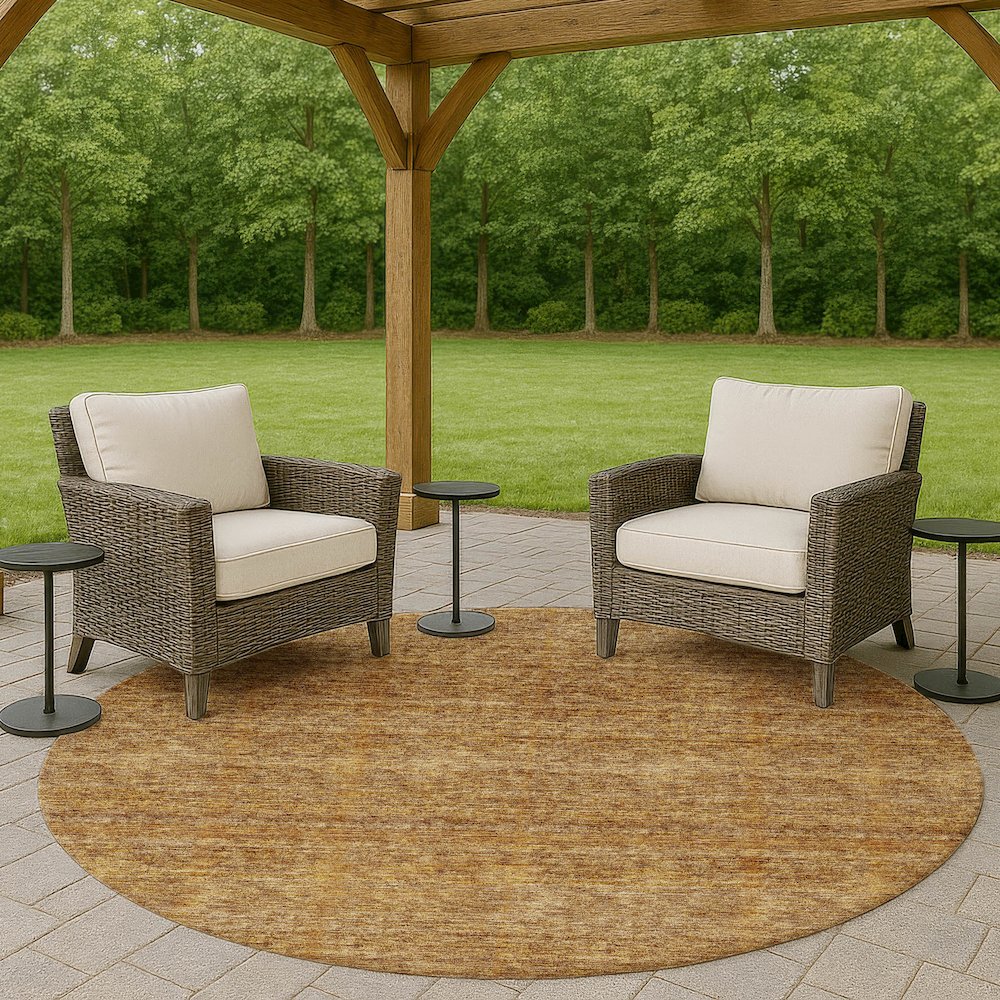 Luxury Washable Indoor/Outdoor Soft Essentials SE1 Gold 8' x 8' Rug. Picture 6