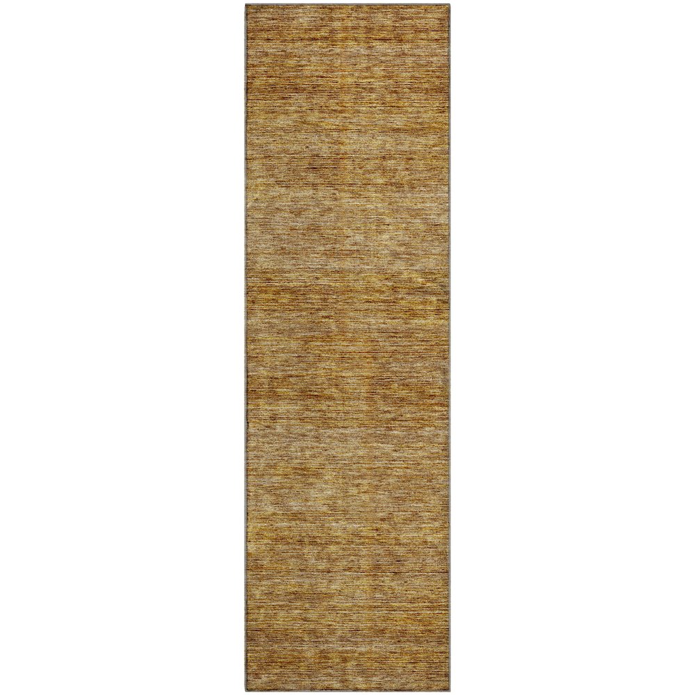 Luxury Washable Indoor/Outdoor Soft Essentials SE1 Gold 2'3" x 7'6" Runner Rug. Picture 1
