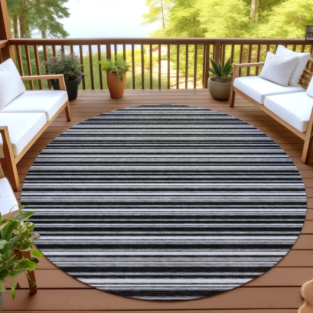 Luxury Washable Indoor/Outdoor Soft Essentials SE2 Black 8' x 8' Rug. Picture 6
