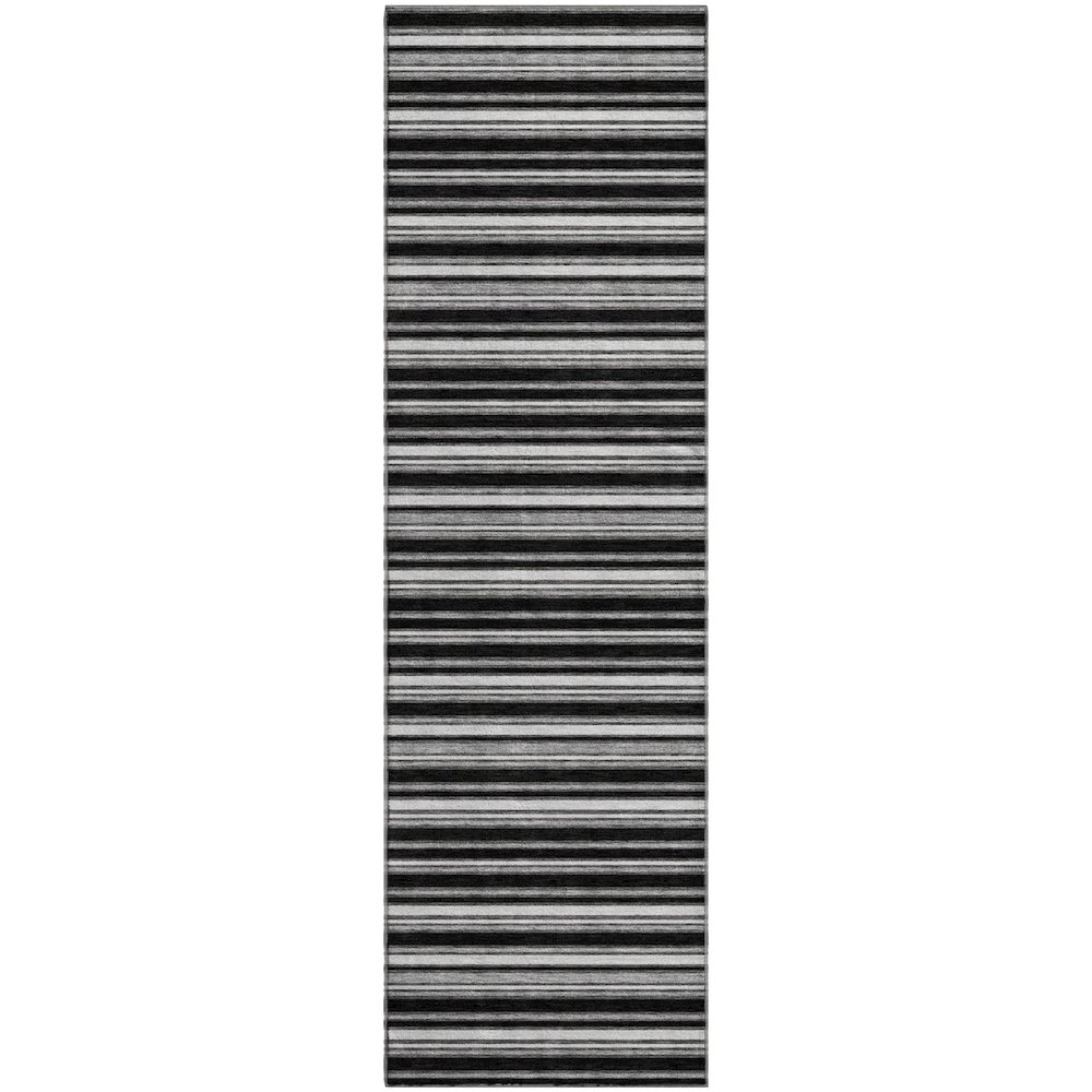 Luxury Washable Indoor/Outdoor Soft Essentials SE2 Black 2'3" x 7'6" Runner Rug. Picture 1