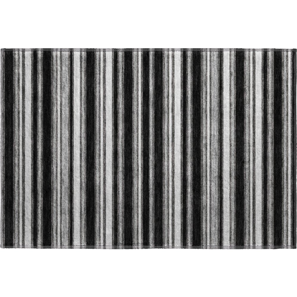 Luxury Washable Indoor/Outdoor Soft Essentials SE2 Black 1'8" x 2'6" Rug. Picture 1