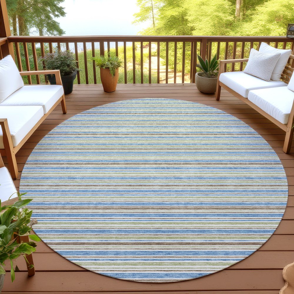 Luxury Washable Indoor/Outdoor Soft Essentials SE2 Blue 8' x 8' Rug. Picture 6