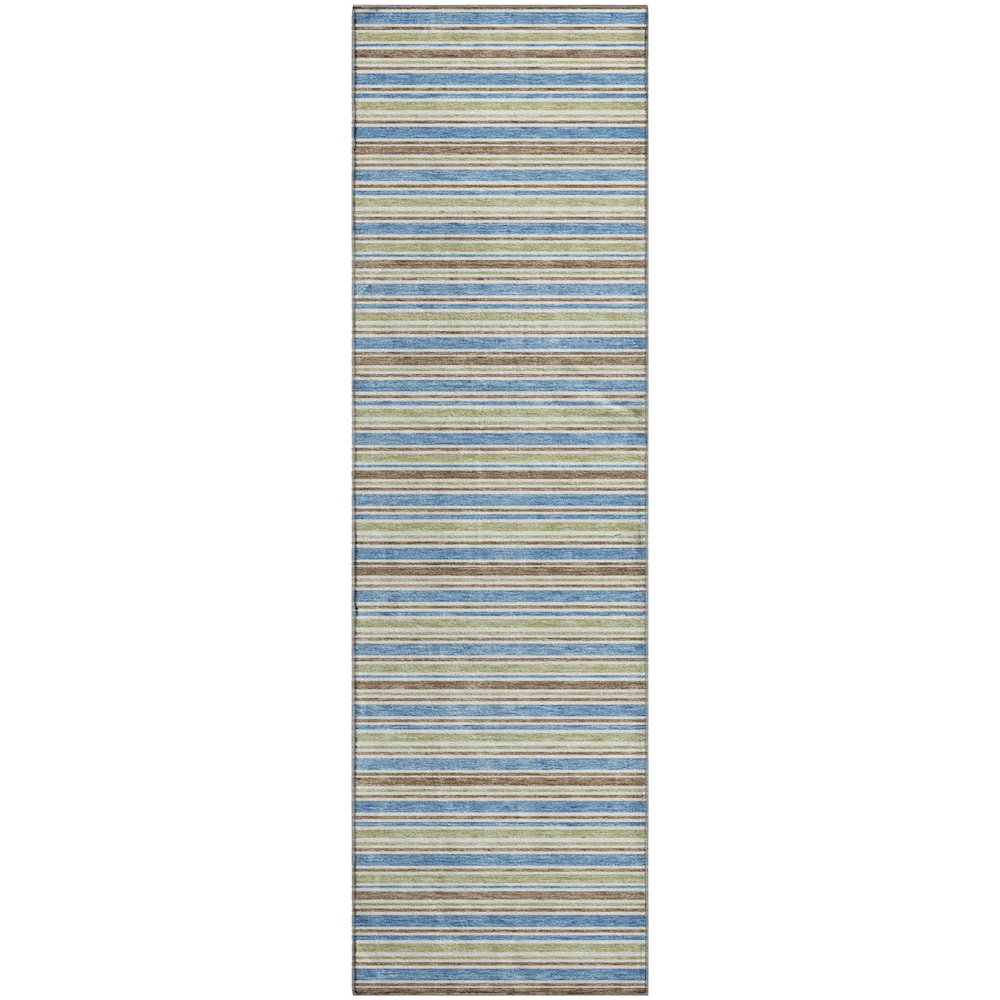 Luxury Washable Indoor/Outdoor Soft Essentials SE2 Blue 2'3" x 7'6" Runner Rug. Picture 1