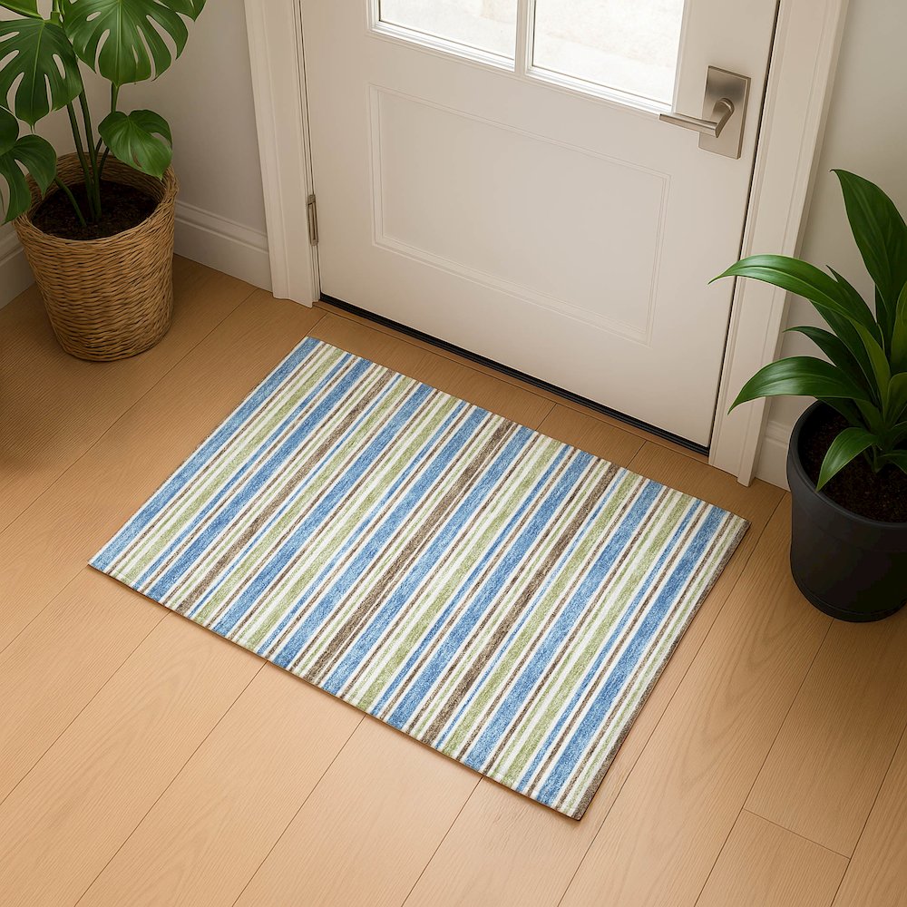 Luxury Washable Indoor/Outdoor Soft Essentials SE2 Blue 1'8" x 2'6" Rug. Picture 5