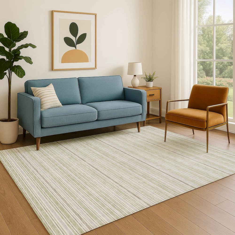 Luxury Washable Indoor/Outdoor Soft Essentials SE2 Green 2'6" x 3'10" Rug. Picture 6