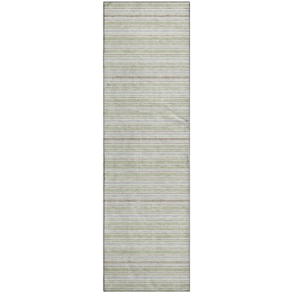 Luxury Washable Indoor/Outdoor Soft Essentials SE2 Green 2'3" x 7'6" Runner Rug. Picture 1