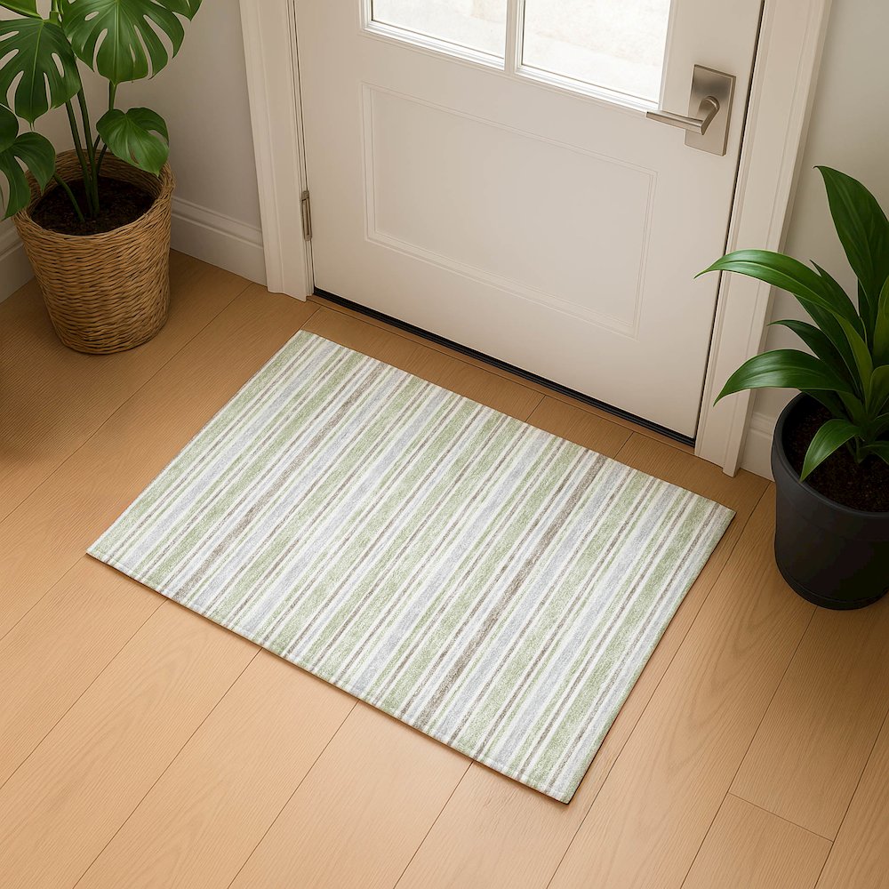 Luxury Washable Indoor/Outdoor Soft Essentials SE2 Green 1'8" x 2'6" Rug. Picture 5