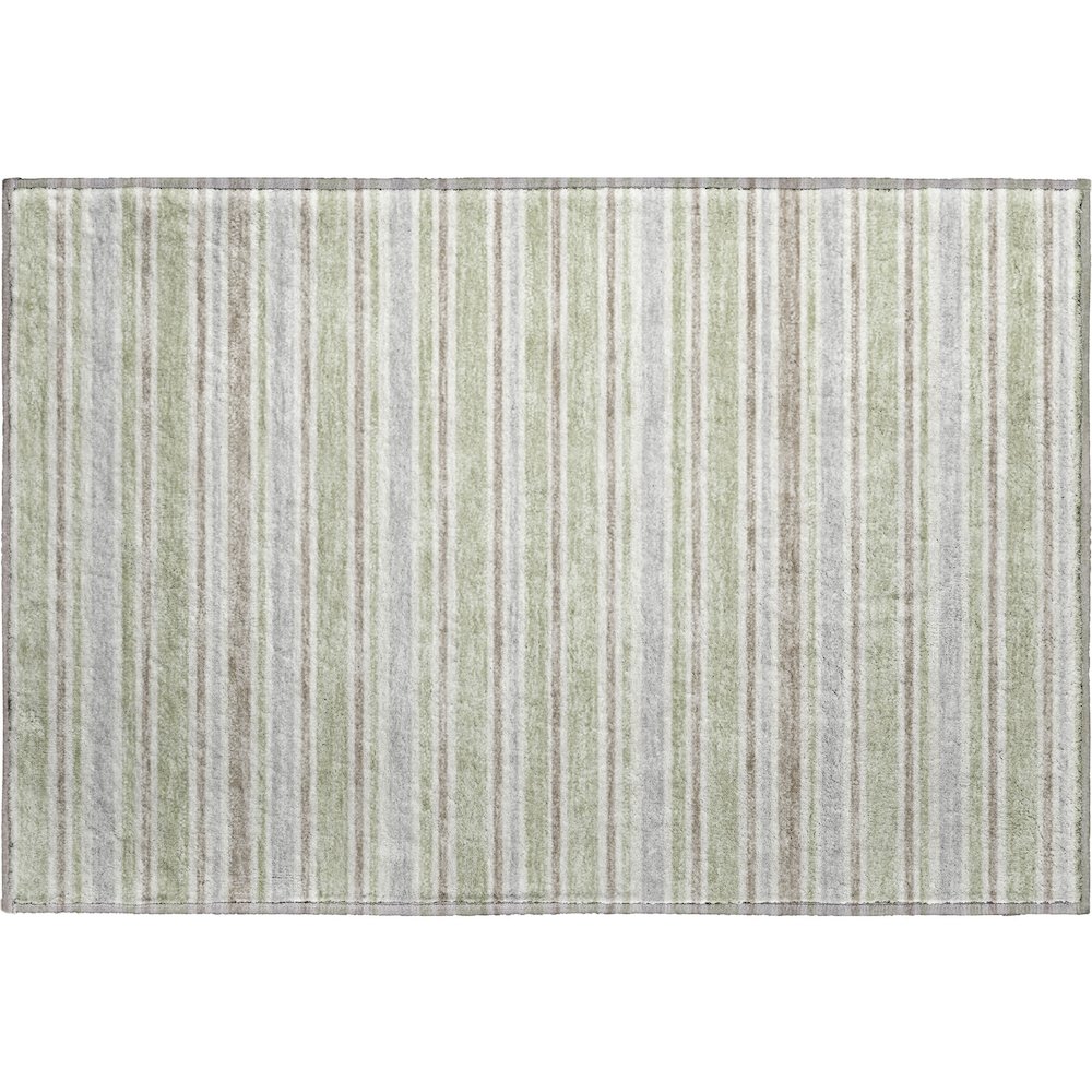 Luxury Washable Indoor/Outdoor Soft Essentials SE2 Green 1'8" x 2'6" Rug. Picture 1