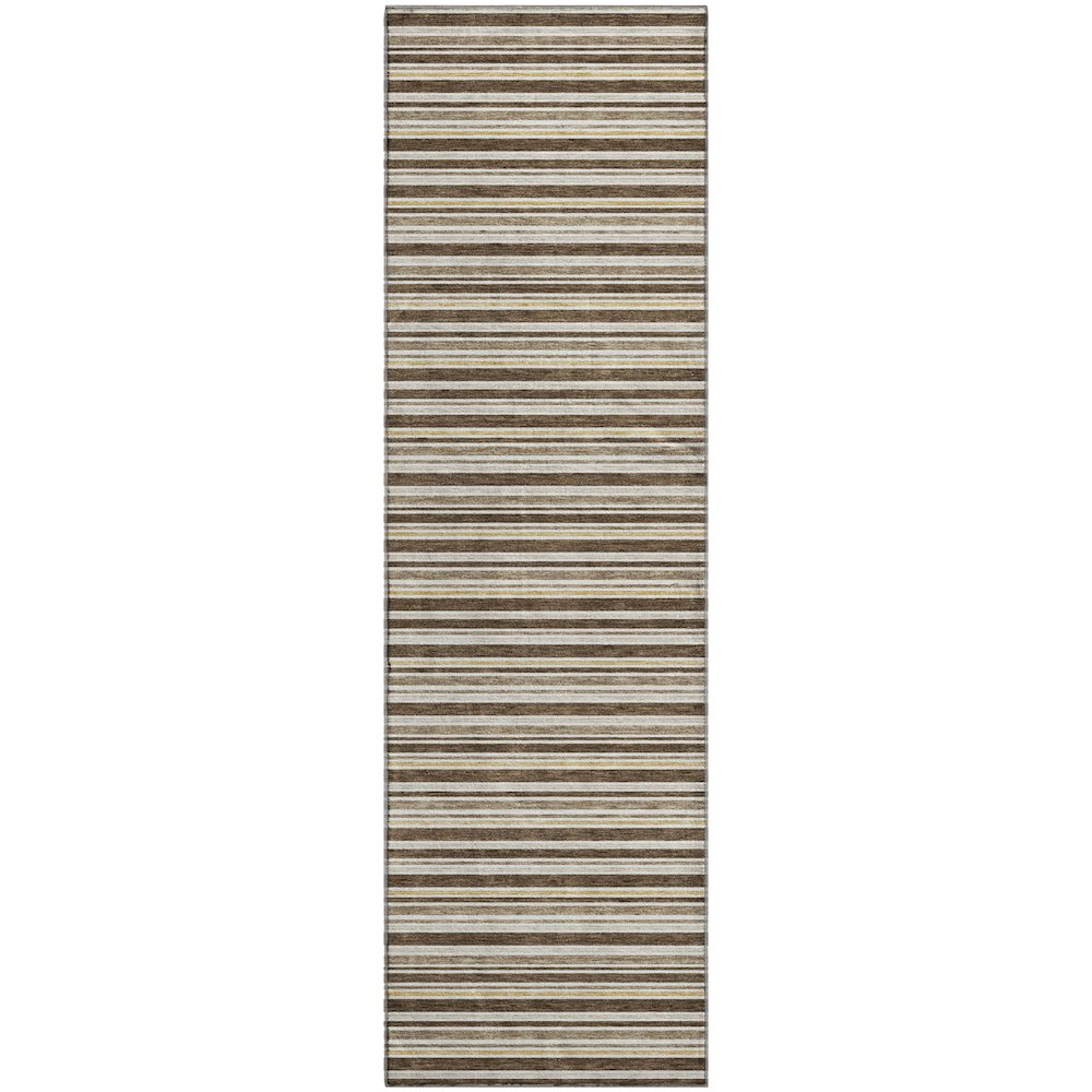 Luxury Washable Indoor/Outdoor Soft Essentials SE2 Brown 2'3" x 7'6" Runner Rug. Picture 1