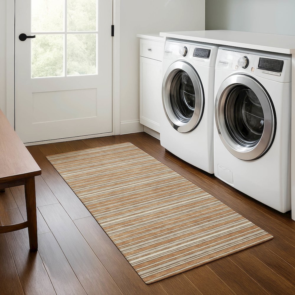 Luxury Washable Indoor/Outdoor Soft Essentials SE2 Orange 2'3" x 7'6" Runner Rug. Picture 5
