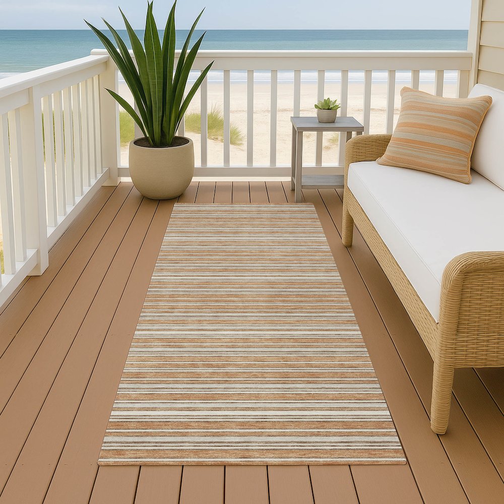 Luxury Washable Indoor/Outdoor Soft Essentials SE2 Orange 2'3" x 7'6" Runner Rug. Picture 6