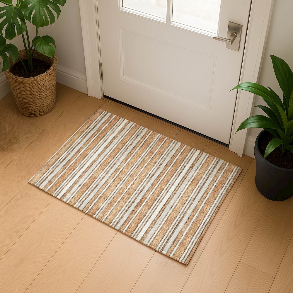 Luxury Washable Indoor/Outdoor Soft Essentials SE2 Orange 1'8" x 2'6" Rug. Picture 5